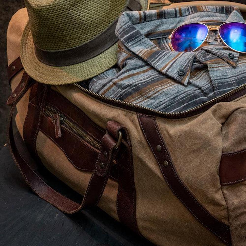 Mission Mercantile Campaign Waxed Canvas Large Duffle Bag - Smoke Brown