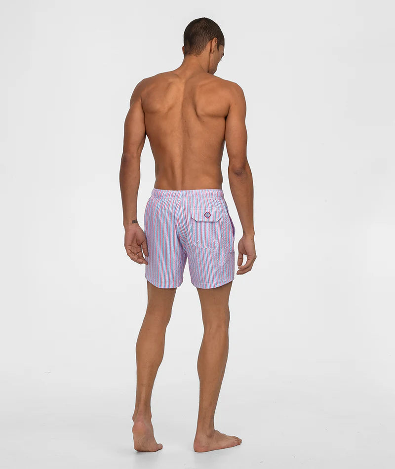 SSCO Men’s Clubhouse Seersucker Swim Shorts - Berry Tide