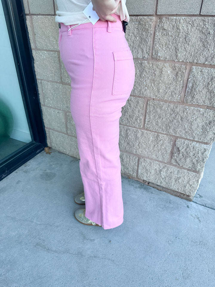 AW Wide Leg Jeans - Candy Pink