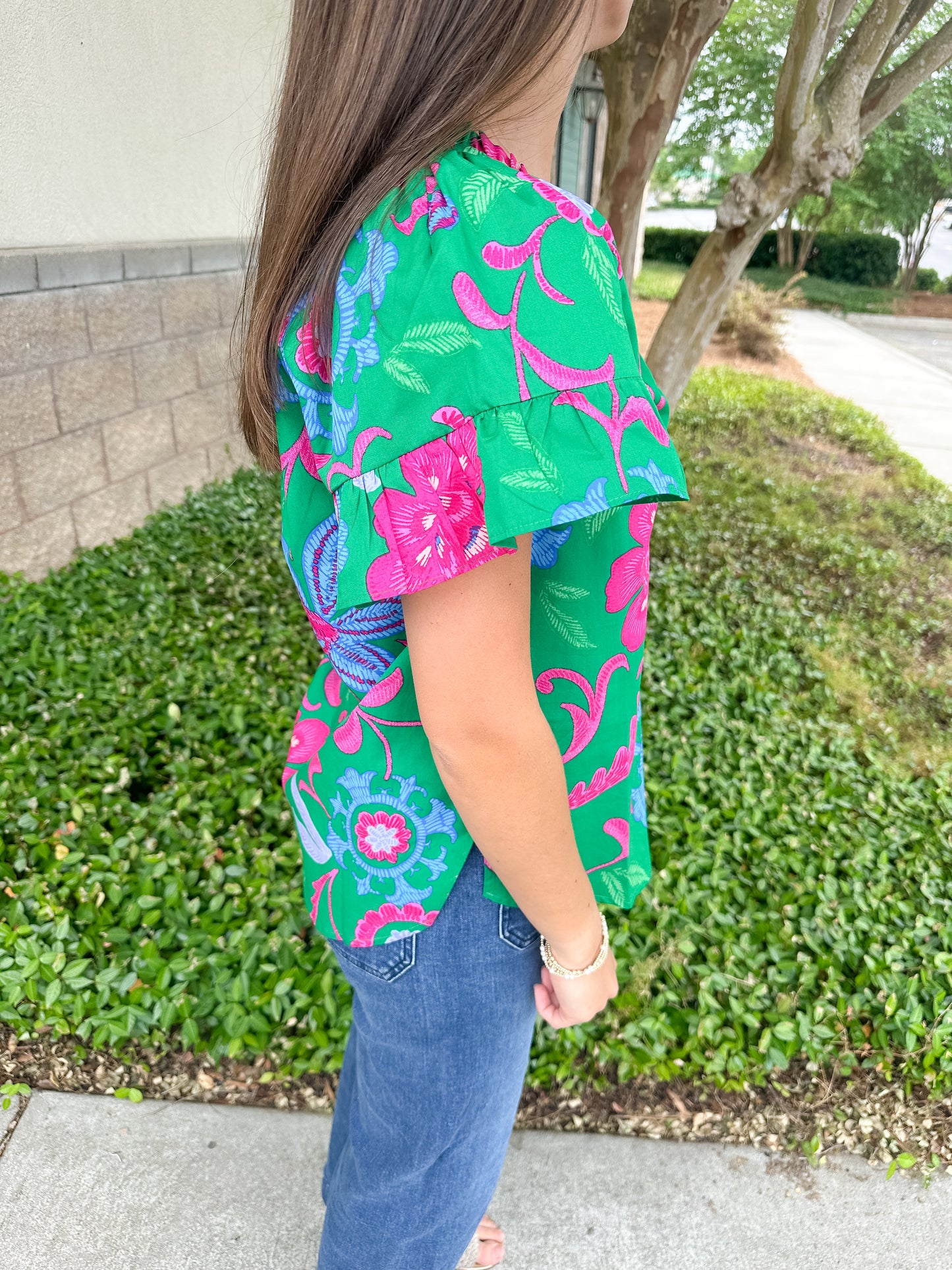 Cabina Floral Macy Ruffle Top