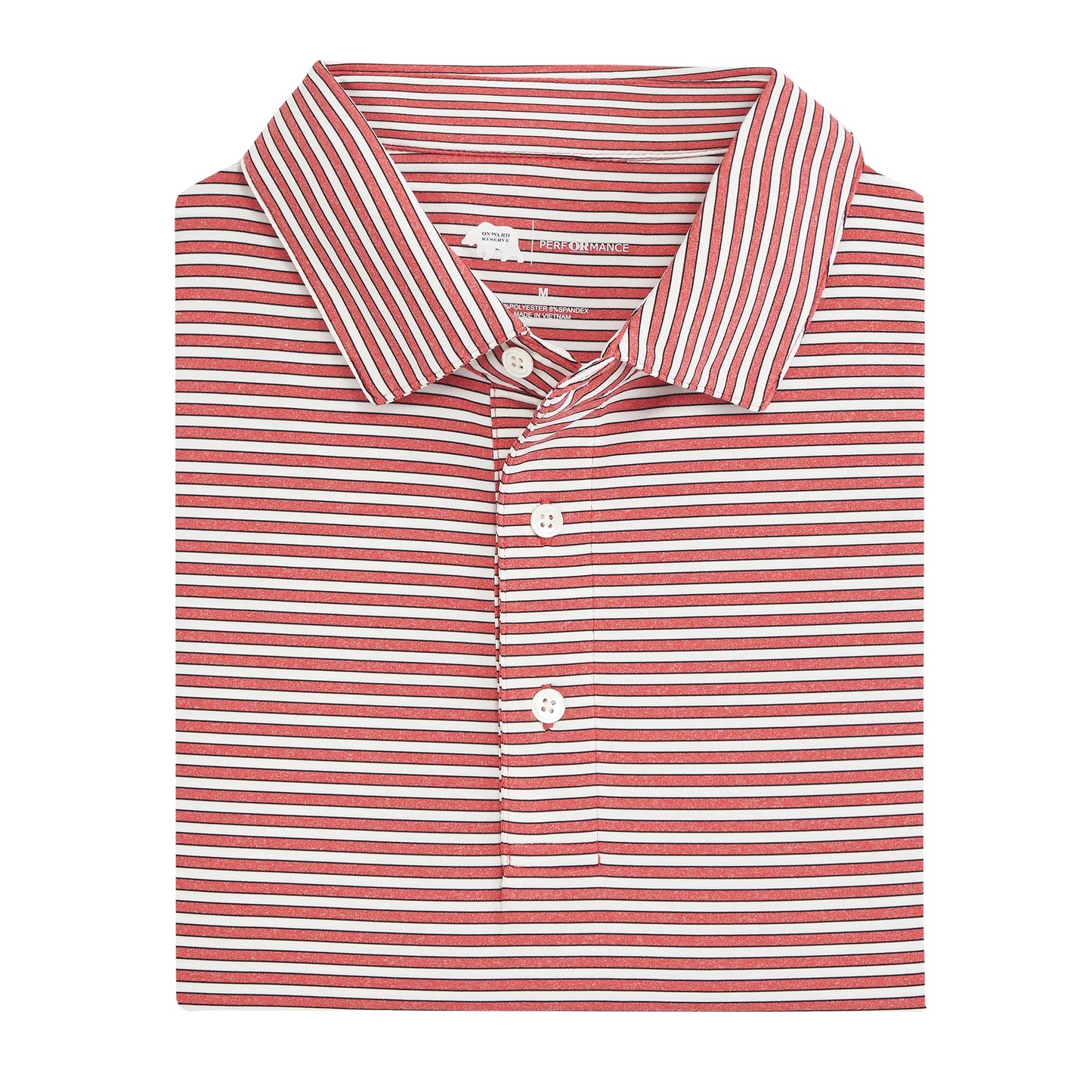 Onward Reserve Mulligan Stripe Performance Polo - Heather Red