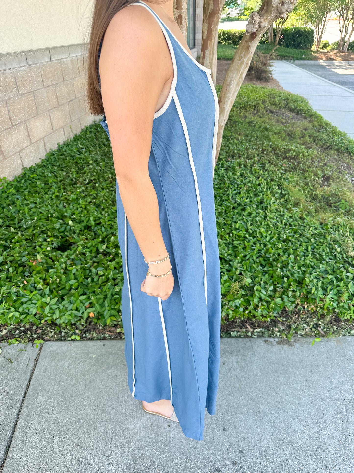 Suellen Contrast Trim Dress - Denim