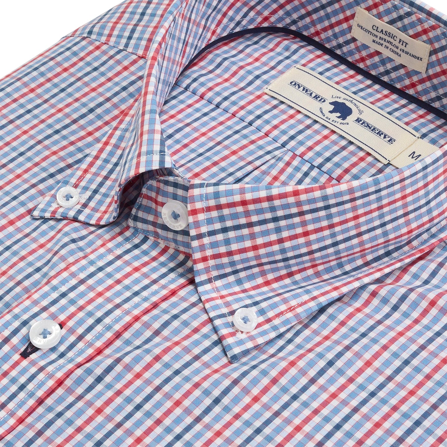 Onward Reserve Warden Classic Fit Quad Performance Twill Button Down - Ensign Blue