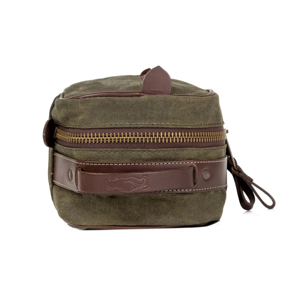 Mission Mercantile Campaign Waxed Canvas Toiletry Square Shave Kit - Smoke Forest