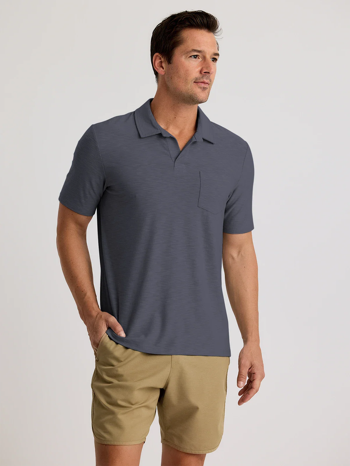 Free Fly Men’s Bamboo Slub Polo II - Storm Cloud