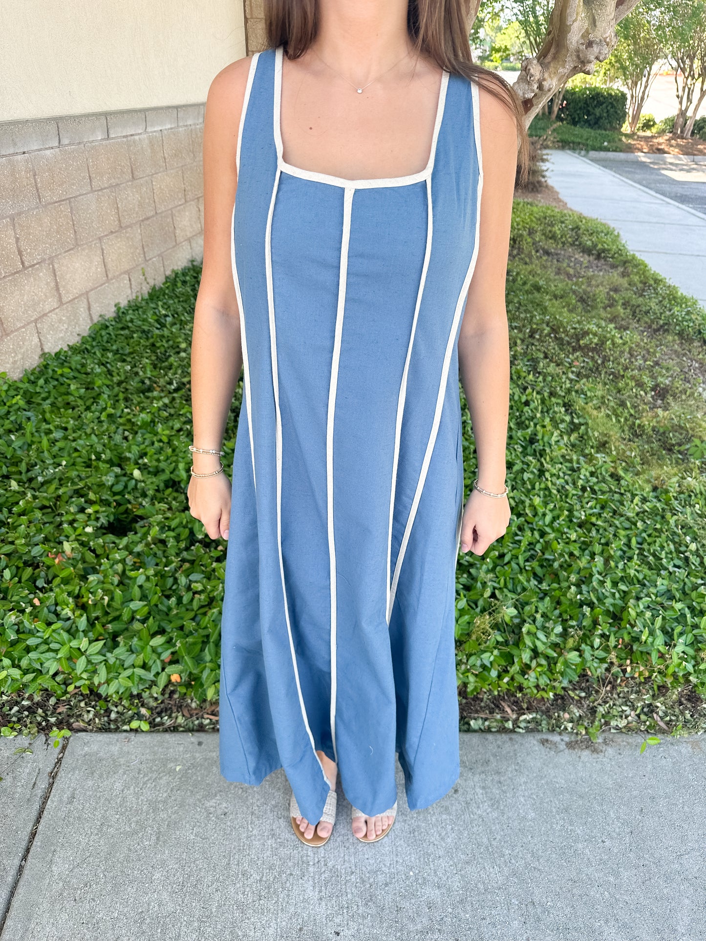 Suellen Contrast Trim Dress - Denim