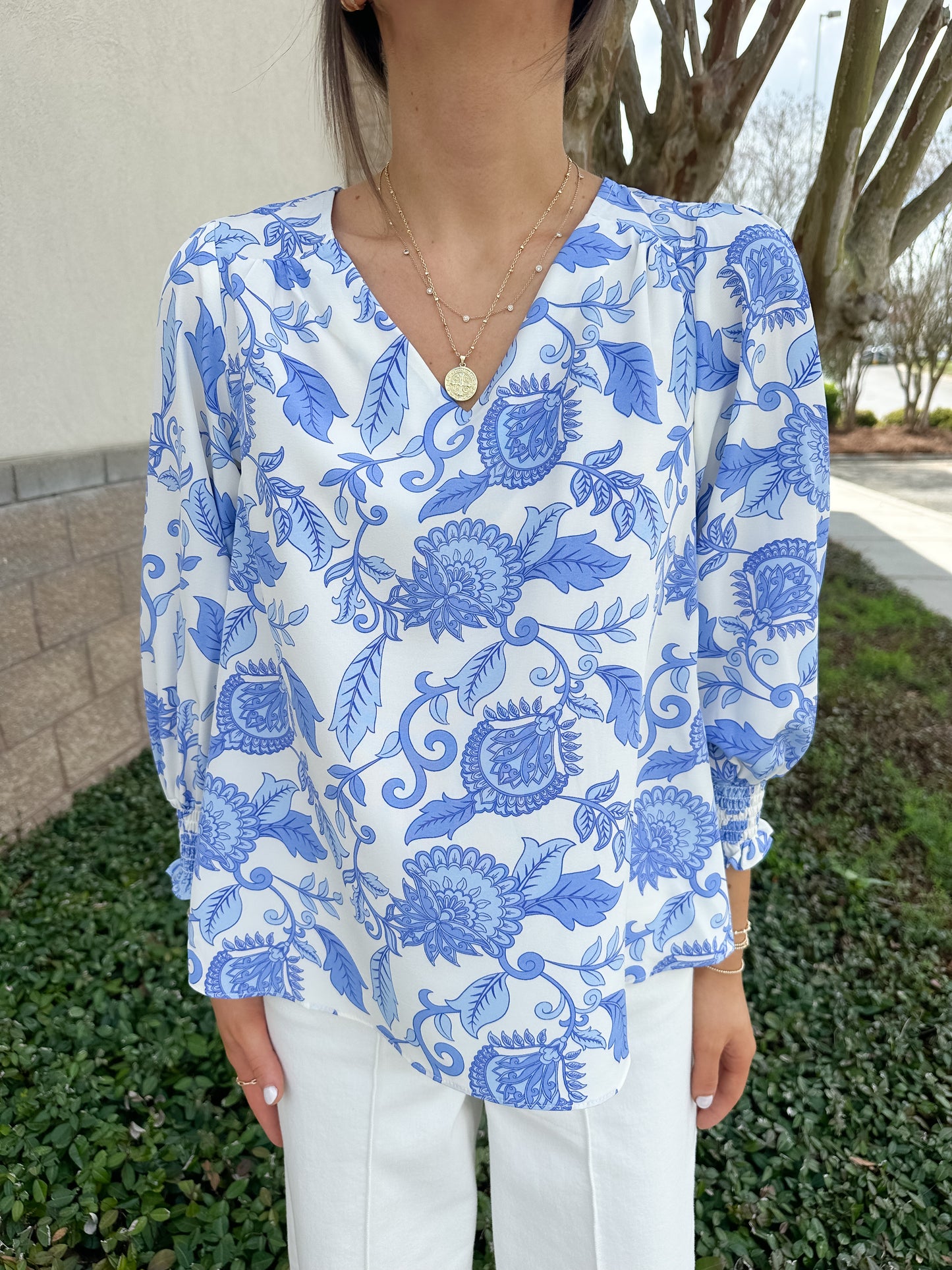 Ashlyn Top - Porcelain Veins Blue
