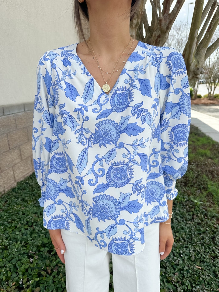 Ashlyn Top - Porcelain Veins Blue