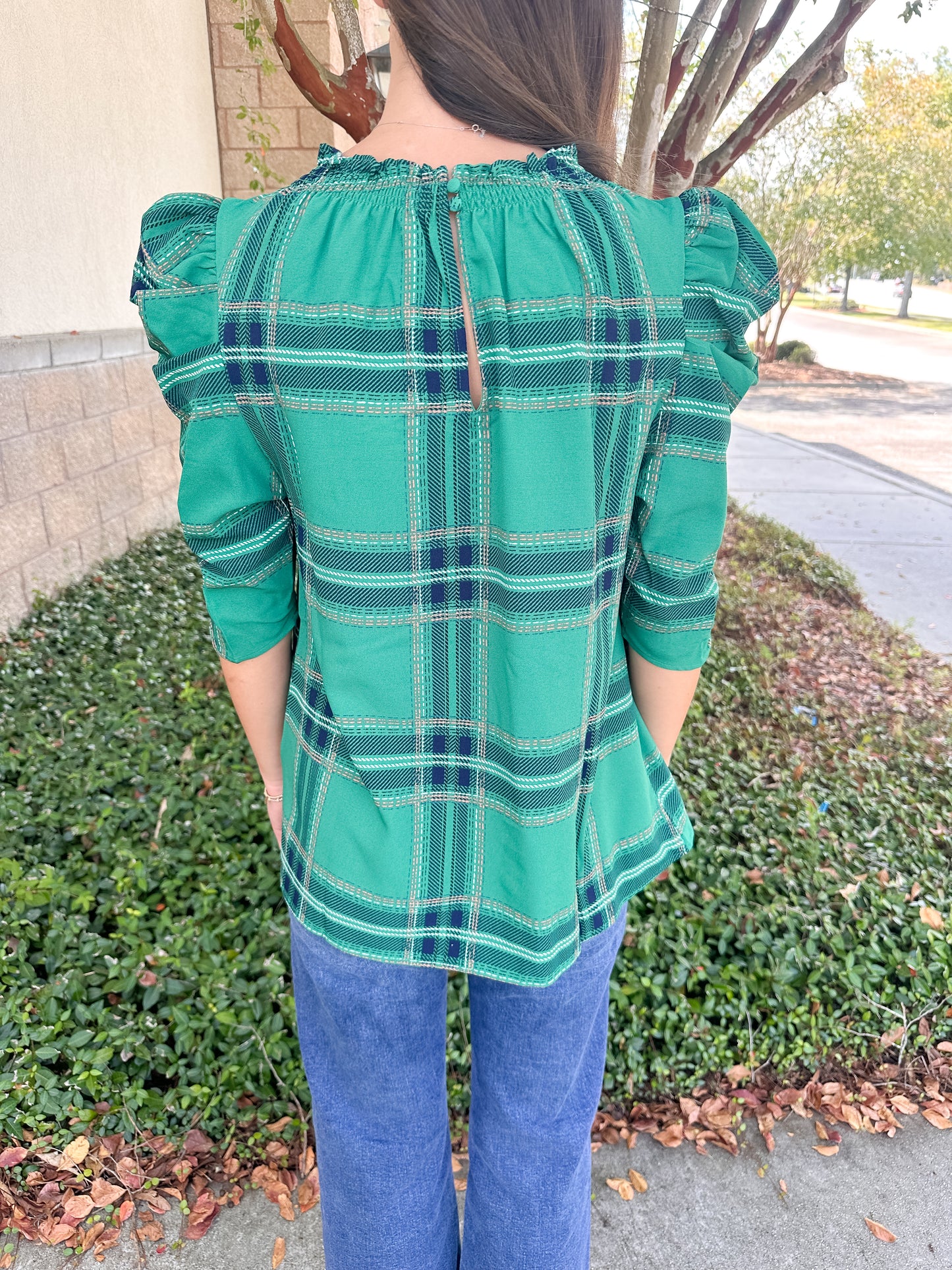Jade Plaid Top