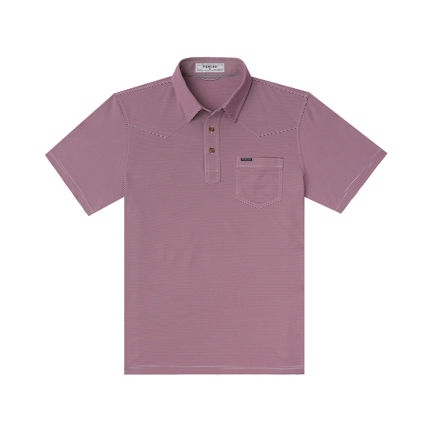 Poncho Men’s “The Top Row” Regular Performance Polo - Striped Maroon