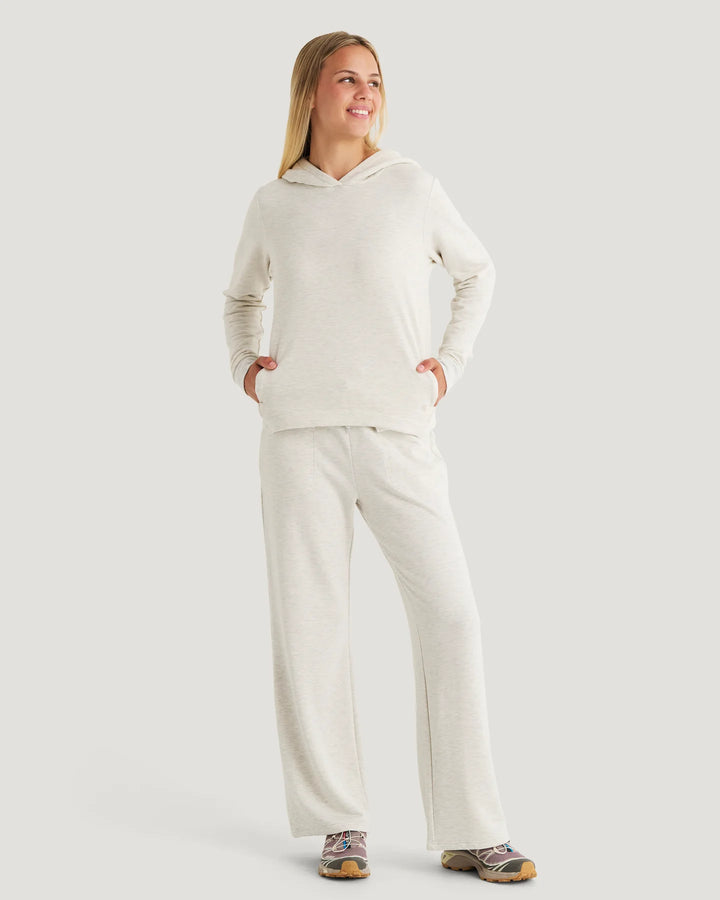 Free Fly Women’s Bamboo Lightweight Fleece Cropped Hoodie - Off White Heather