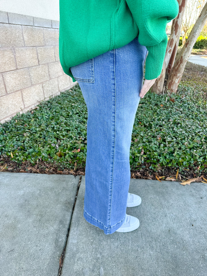 AW Pin Tuck Wide Leg Jean - Medium