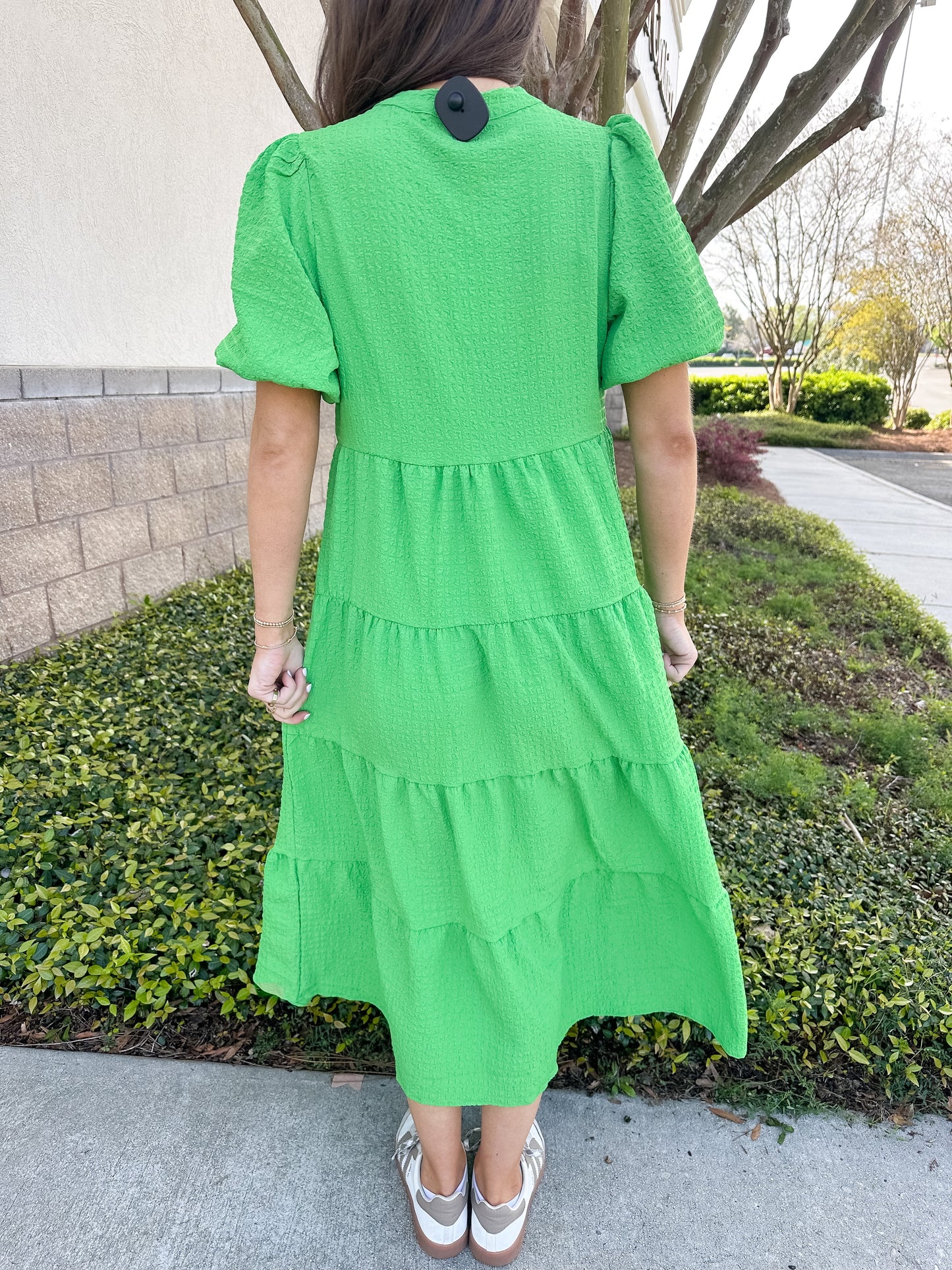 Kinsley Dress - Green Seersucker