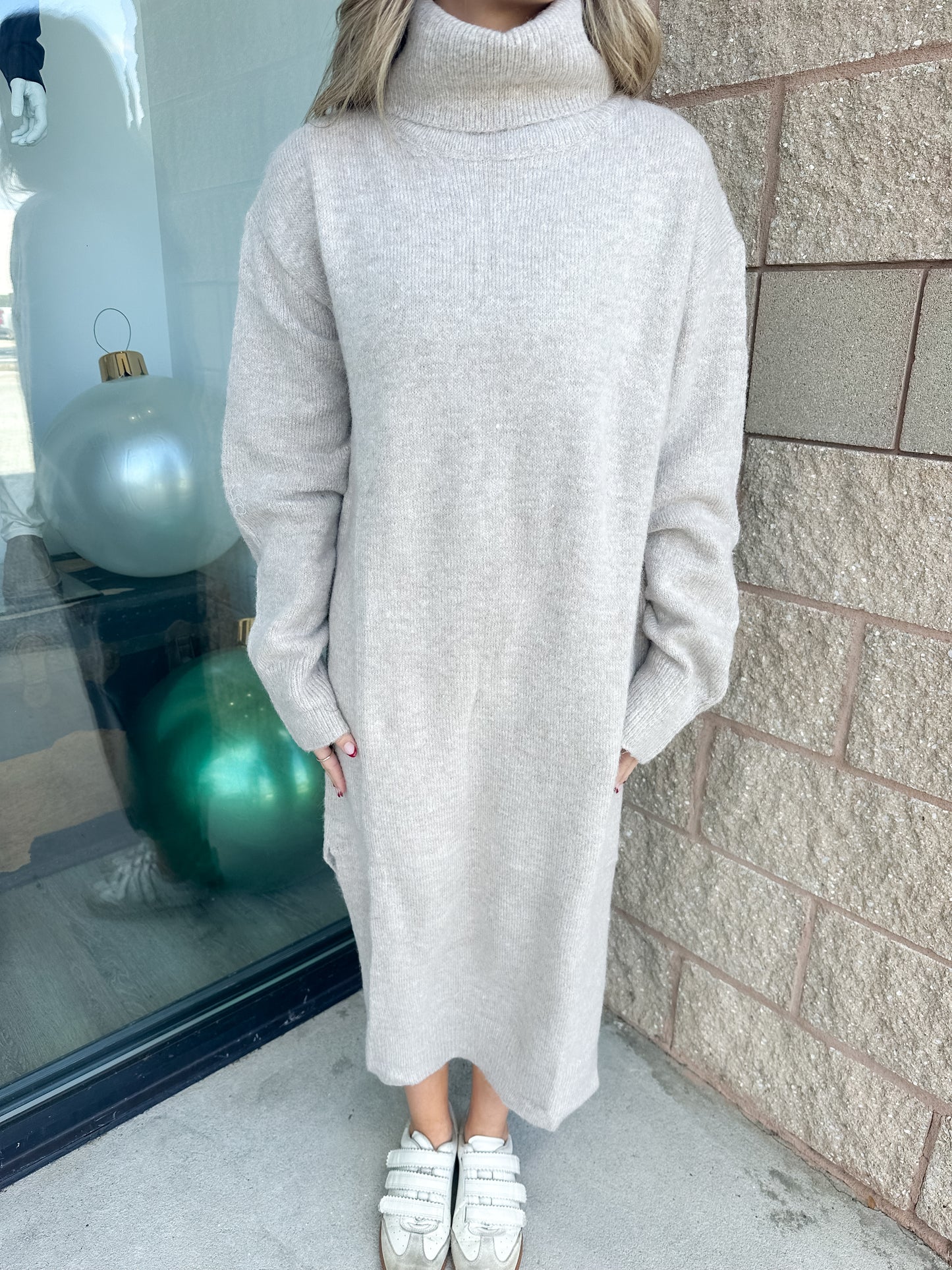 Vickie Turtleneck Knit Sweater Dress