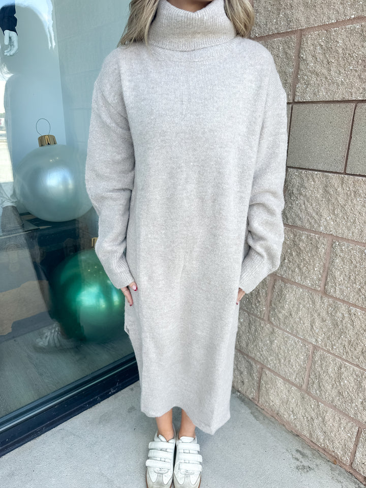 Vickie Turtleneck Knit Sweater Dress
