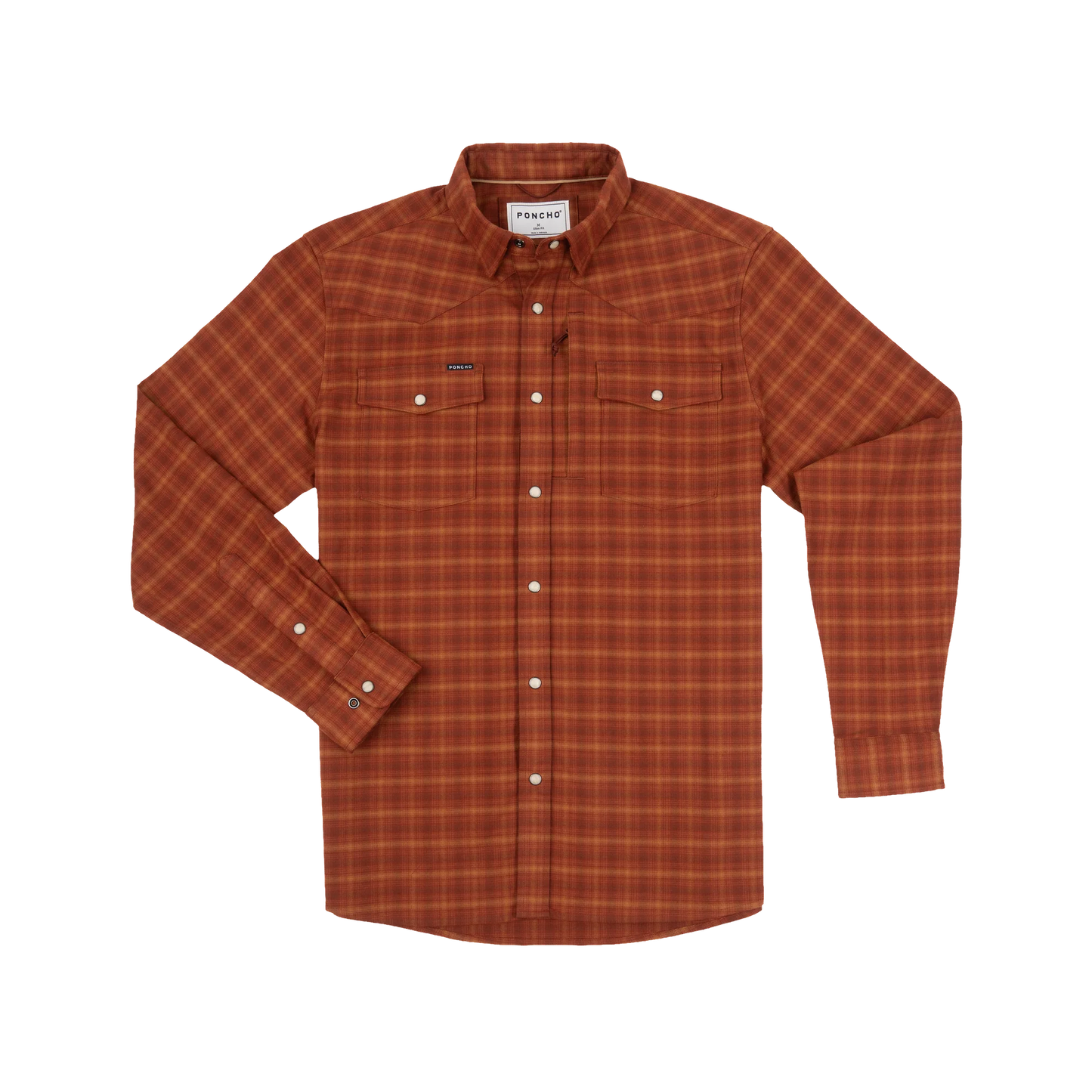 Poncho Men’s “The Pitstop” Regular Performance Flannel - Orange/Maroon/Peach