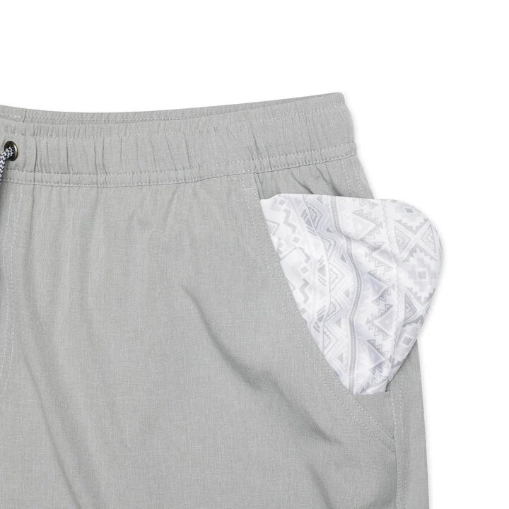 Burlebo Men’s S26 5.5” Athletic Short - Light Grey - Grey Aztec Liner