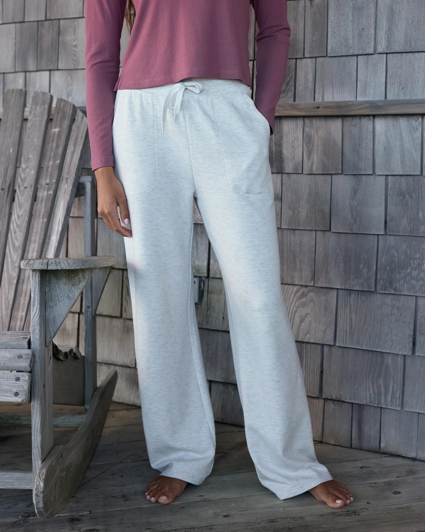 Free Fly Women’s Lightweight Fleece Wide Leg Pant - Off White Heather