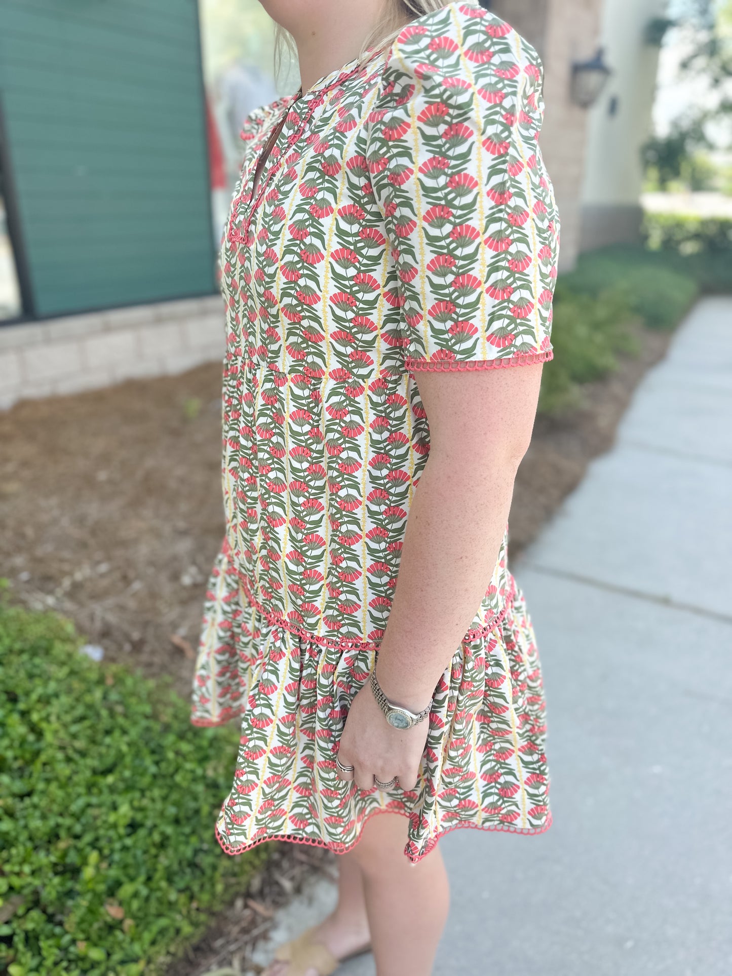 Adelyn Dress - Honey Vines Coral