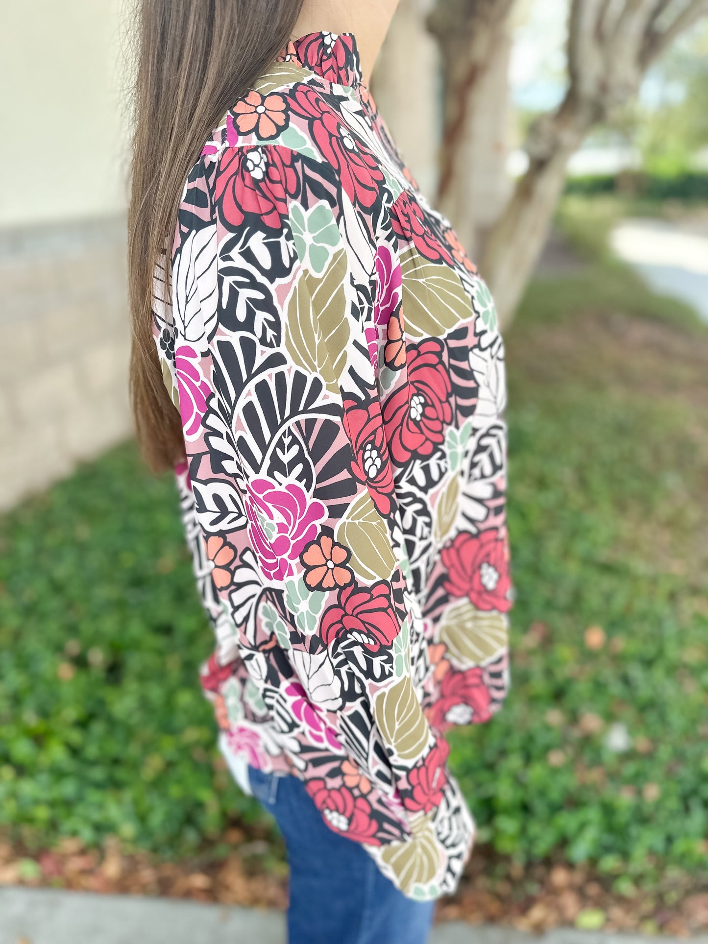 Fall Floral V-Neck Top