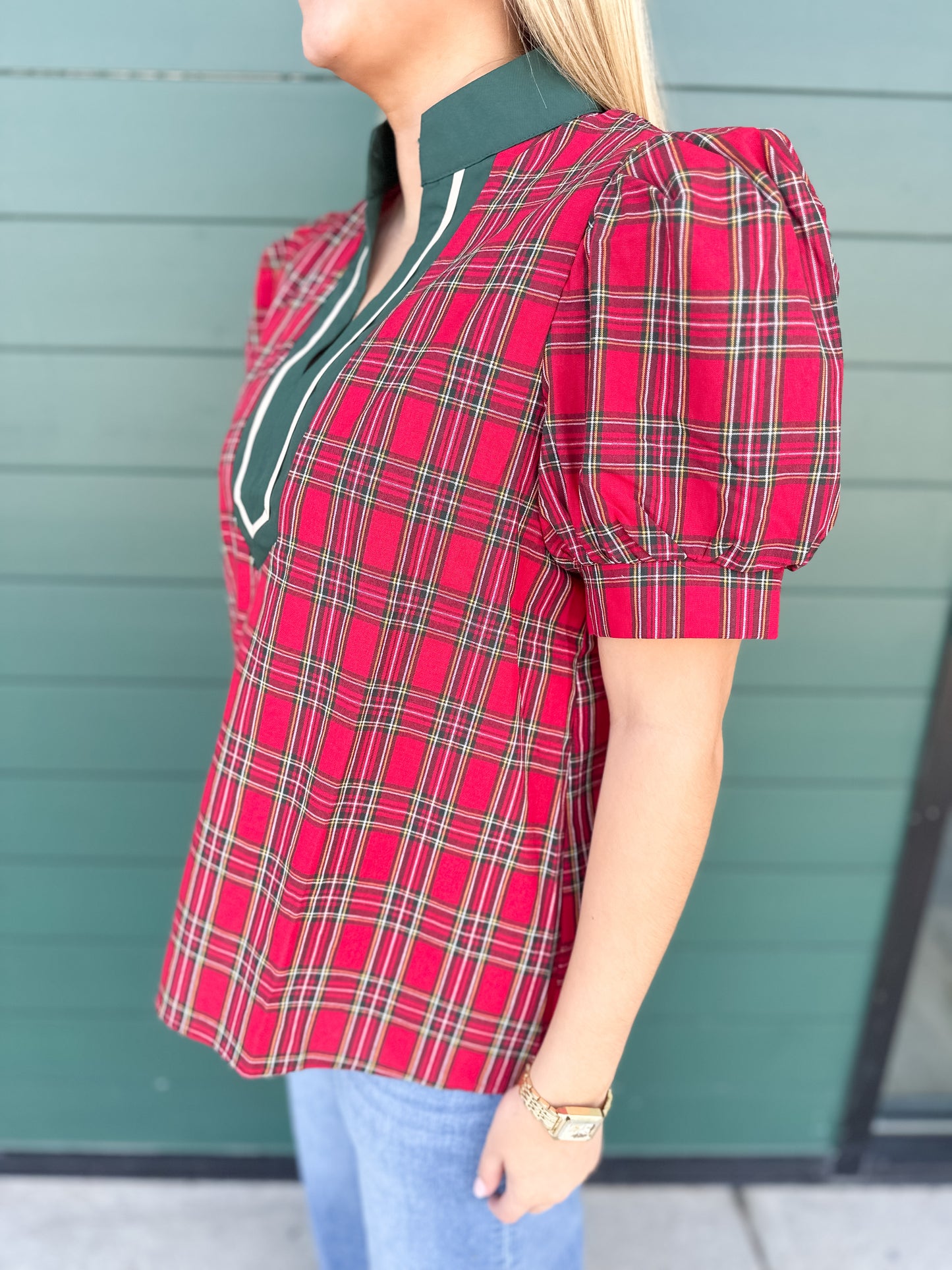 Starling Plaid Top - Green