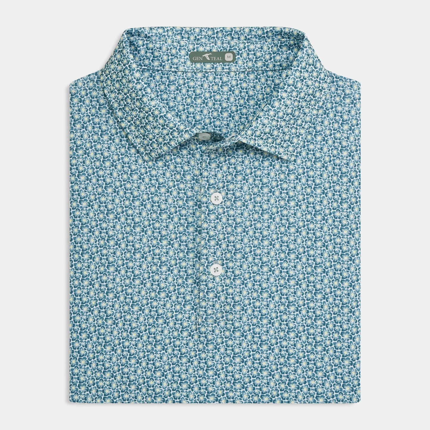 Genteal Spring ‘25 Printed Polo - Sage Hibiscus