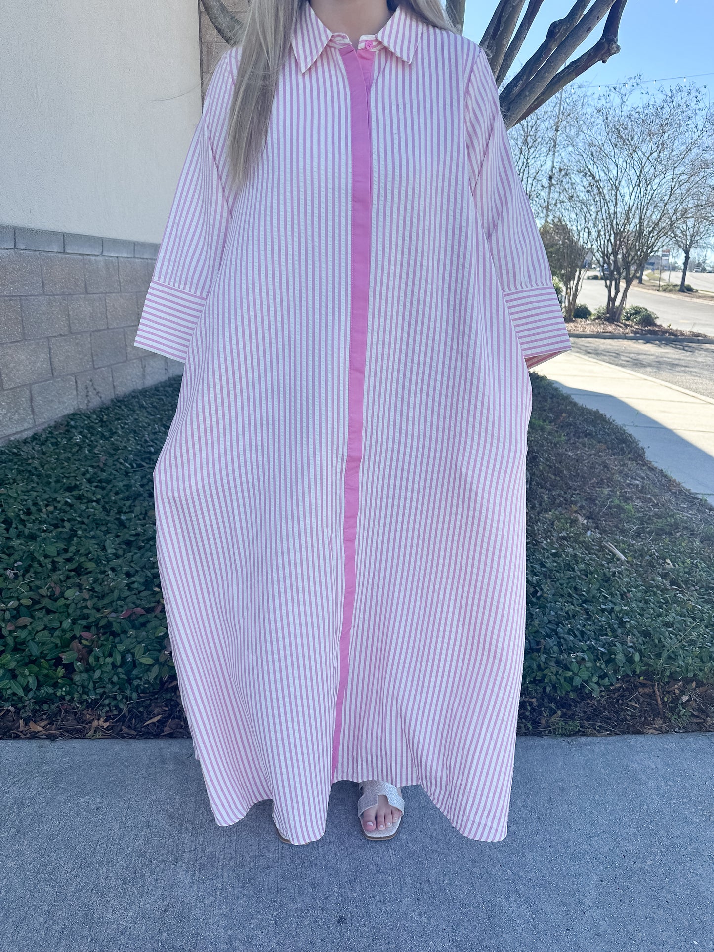 Savannah Stripes Maxi Dress - Pink