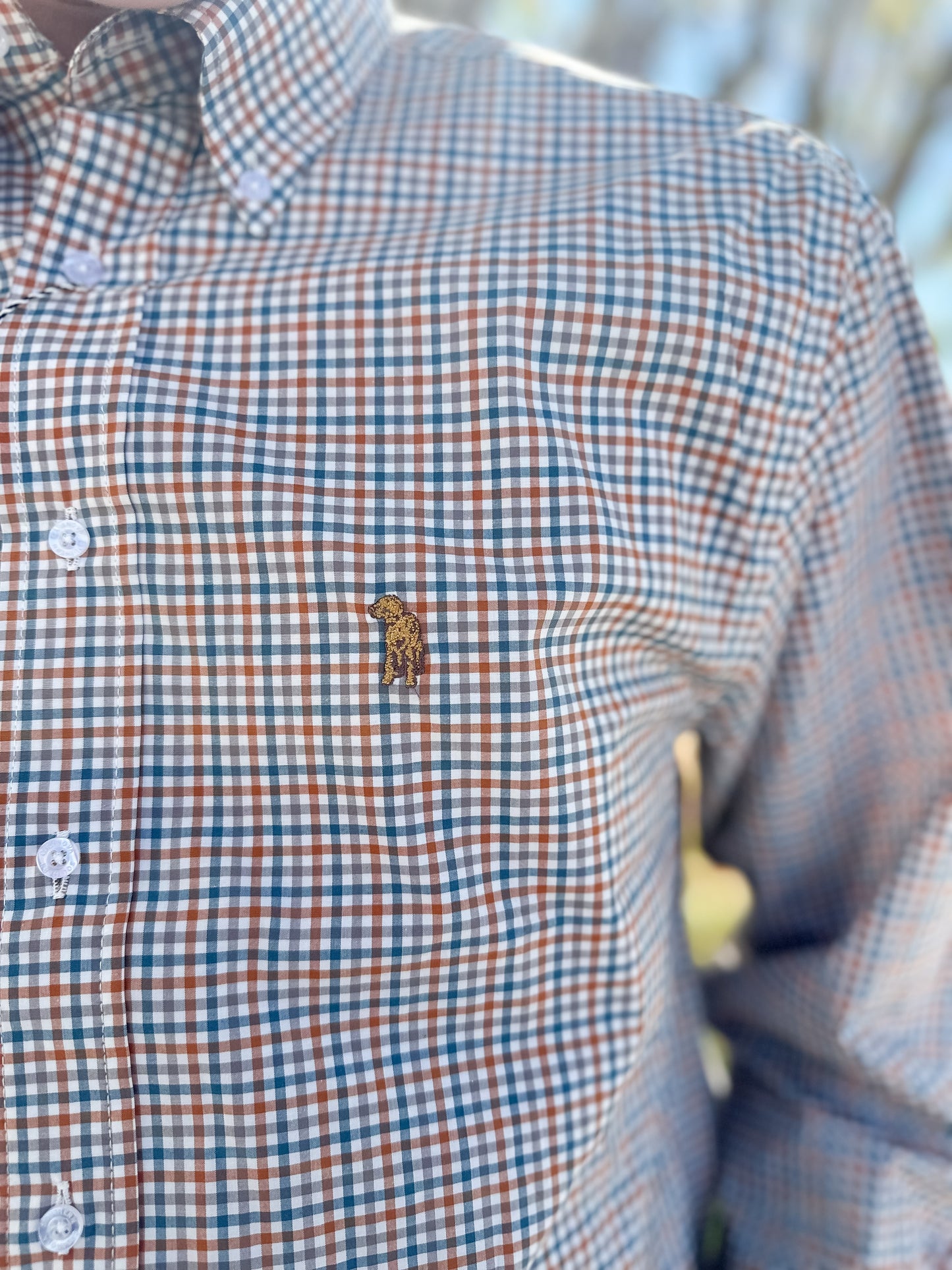 S. Casanova F25 Dusty Amber Check Button Down