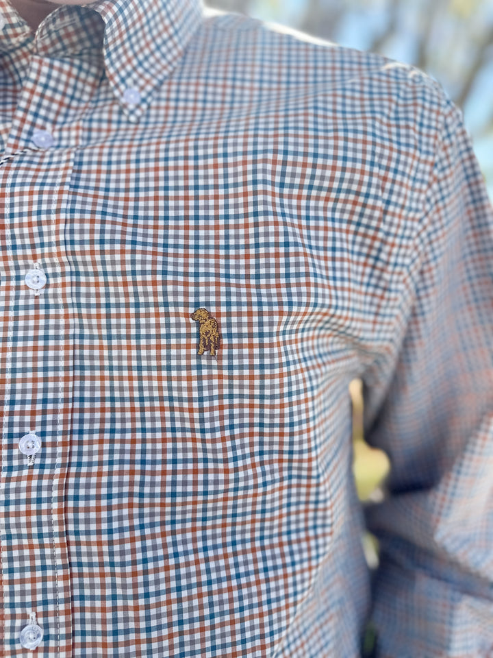 S. Casanova F25 Dusty Amber Check Button Down
