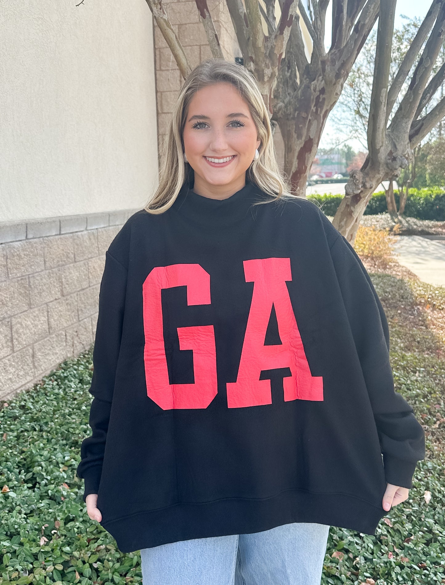 Georgia Reversible Mockneck Sweatshirt - Black