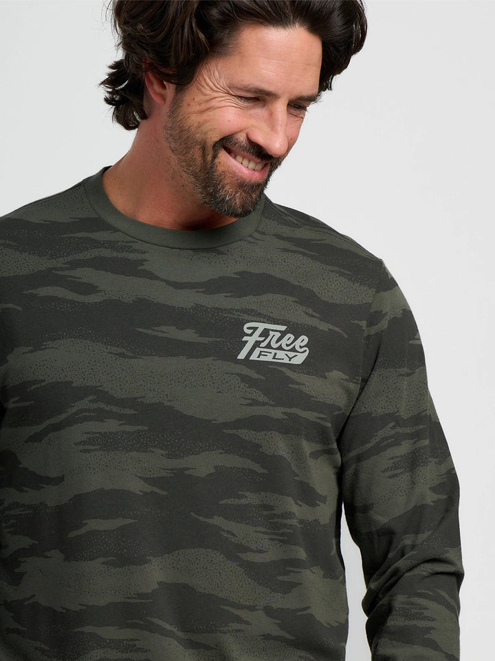 FreeFly Men’s Hydro Mist Camo Long Sleeve - Dark Forest