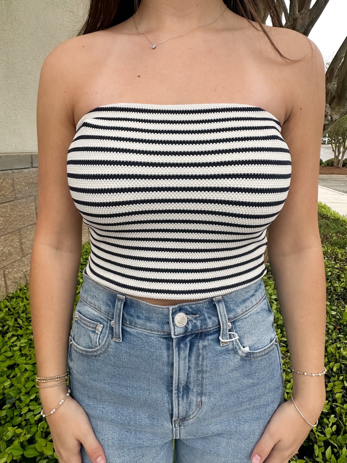 Caffari Stripe Tube Top - Eclipse Navy