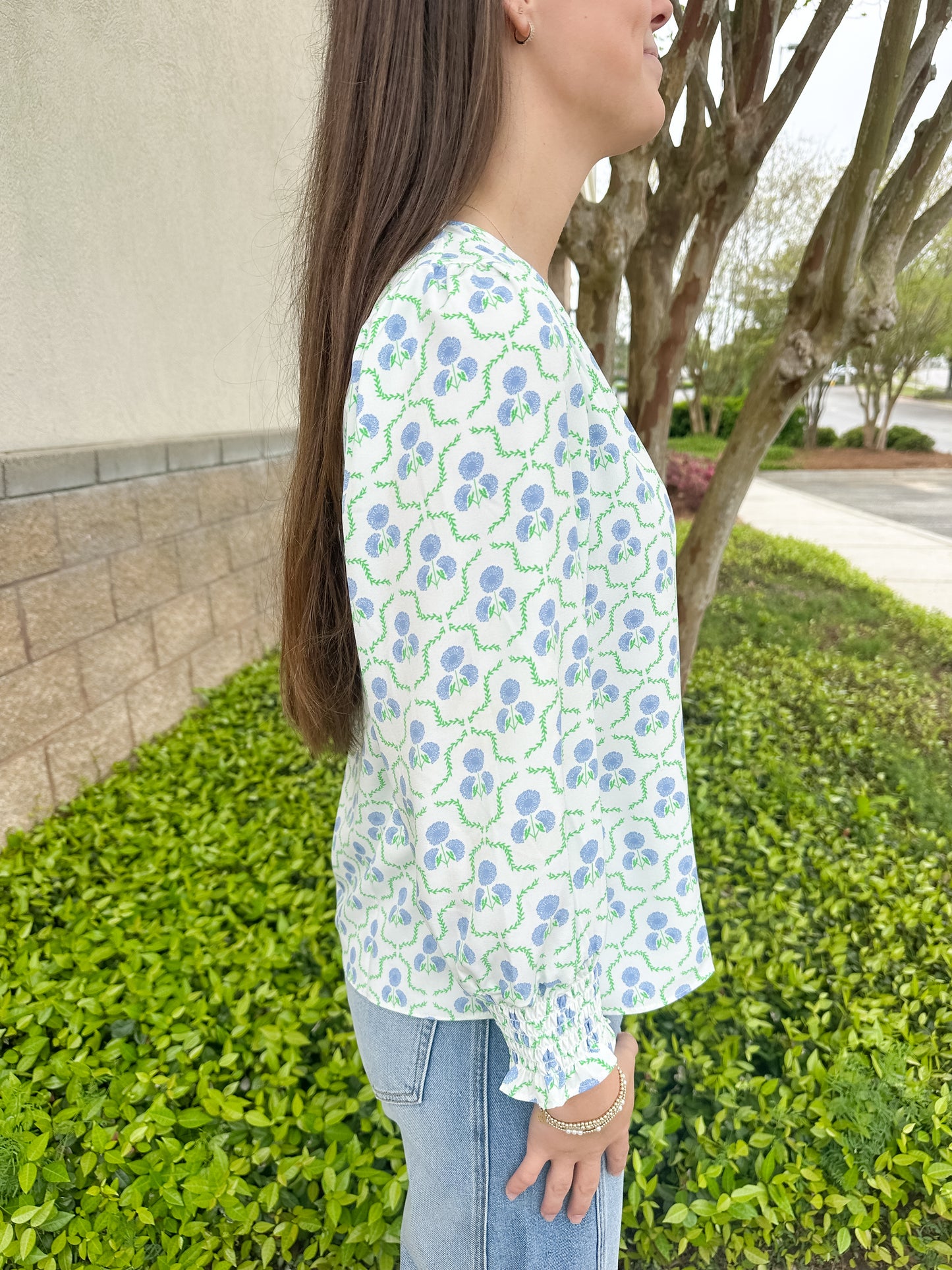 Ashlyn Top - Sweetbriar Lattice Blue