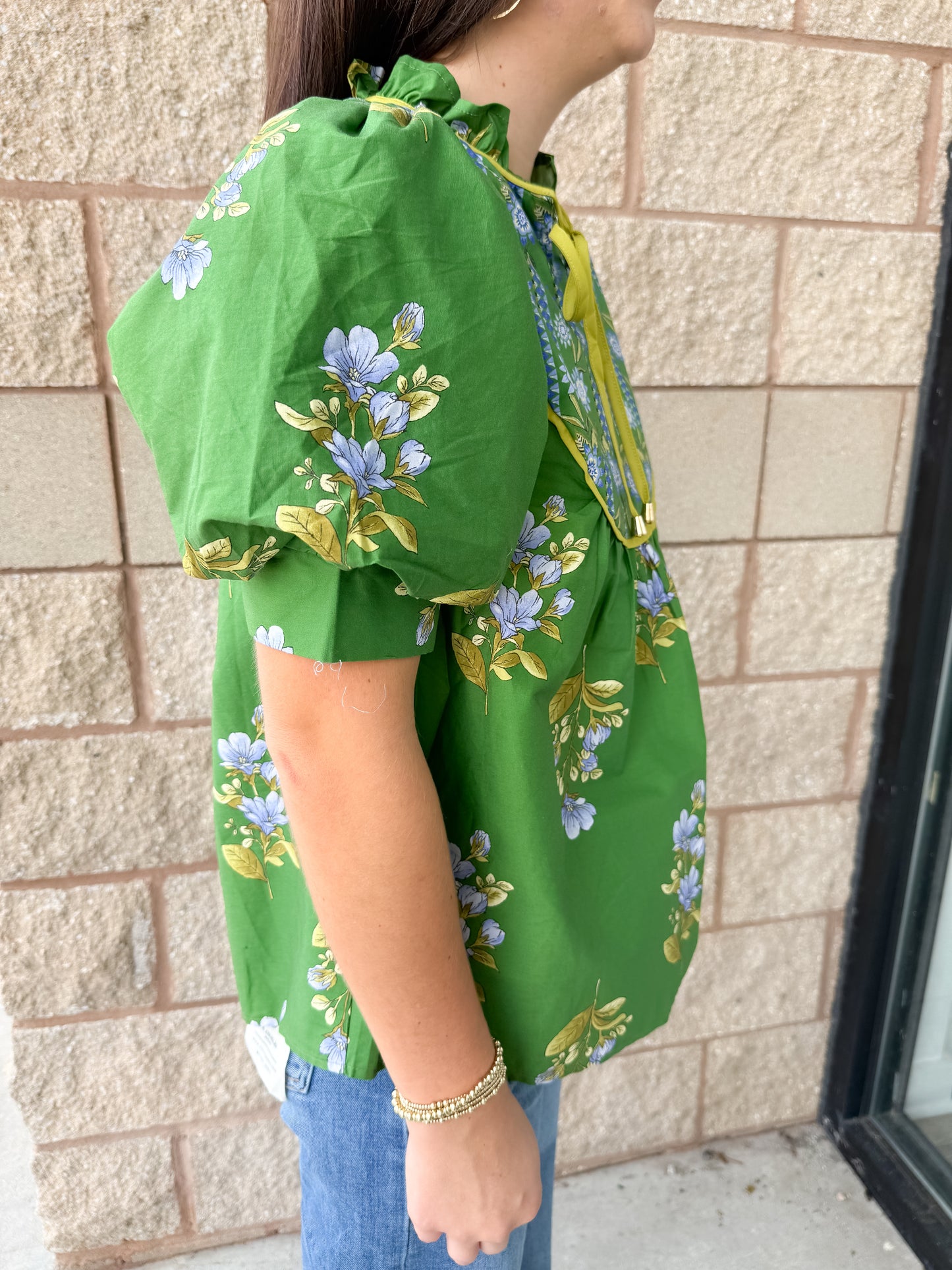 Autumn Bloom Blouse - Green