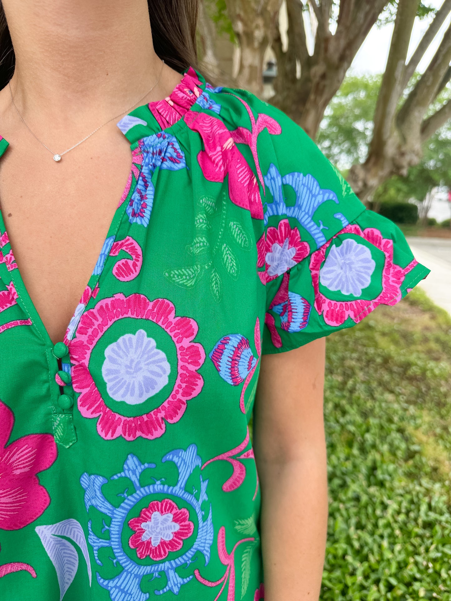 Cabina Floral Macy Ruffle Top