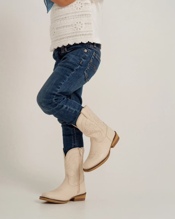 Tecovas Toddler The Annie Cowgirl Boot - Bone Cowhide