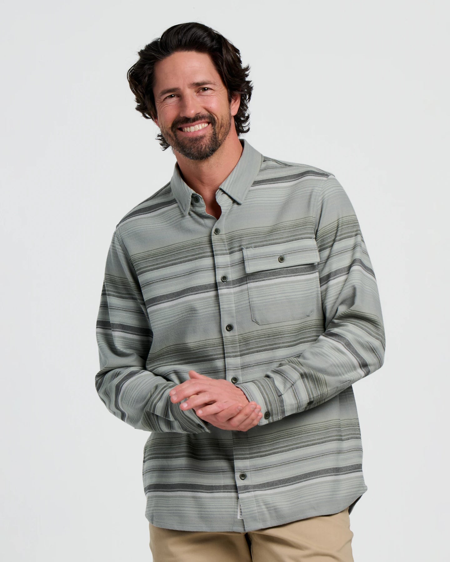 FreeFly Men’s Seawool Flannel Shirt - Sagebrush Stripe