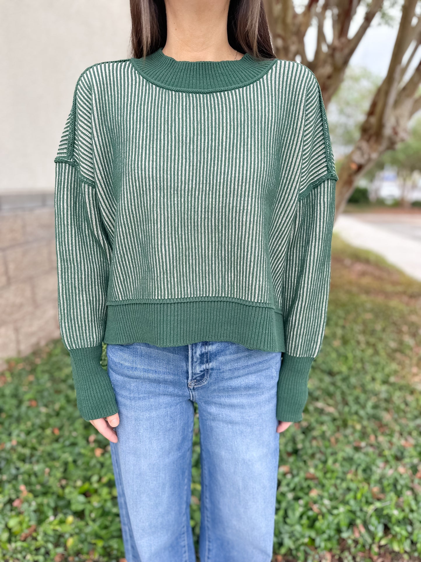 Courtney Ribbed Sweater - Dark Green