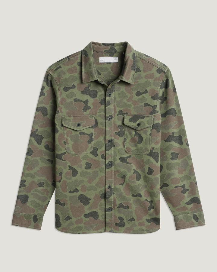 Free Fly Men’s Gallatin Overshirt - Vintage Camo Oil Green