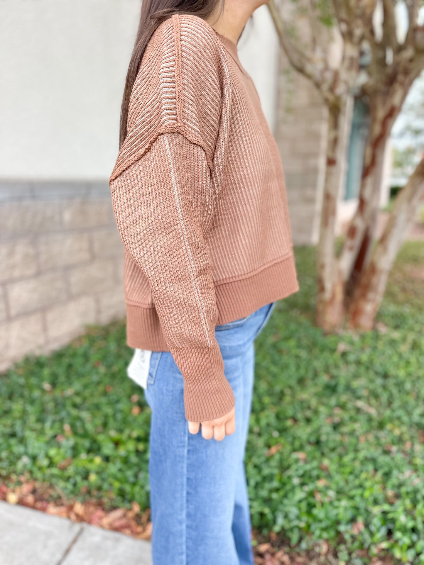 Courtney Ribbed Sweater - Light Brown