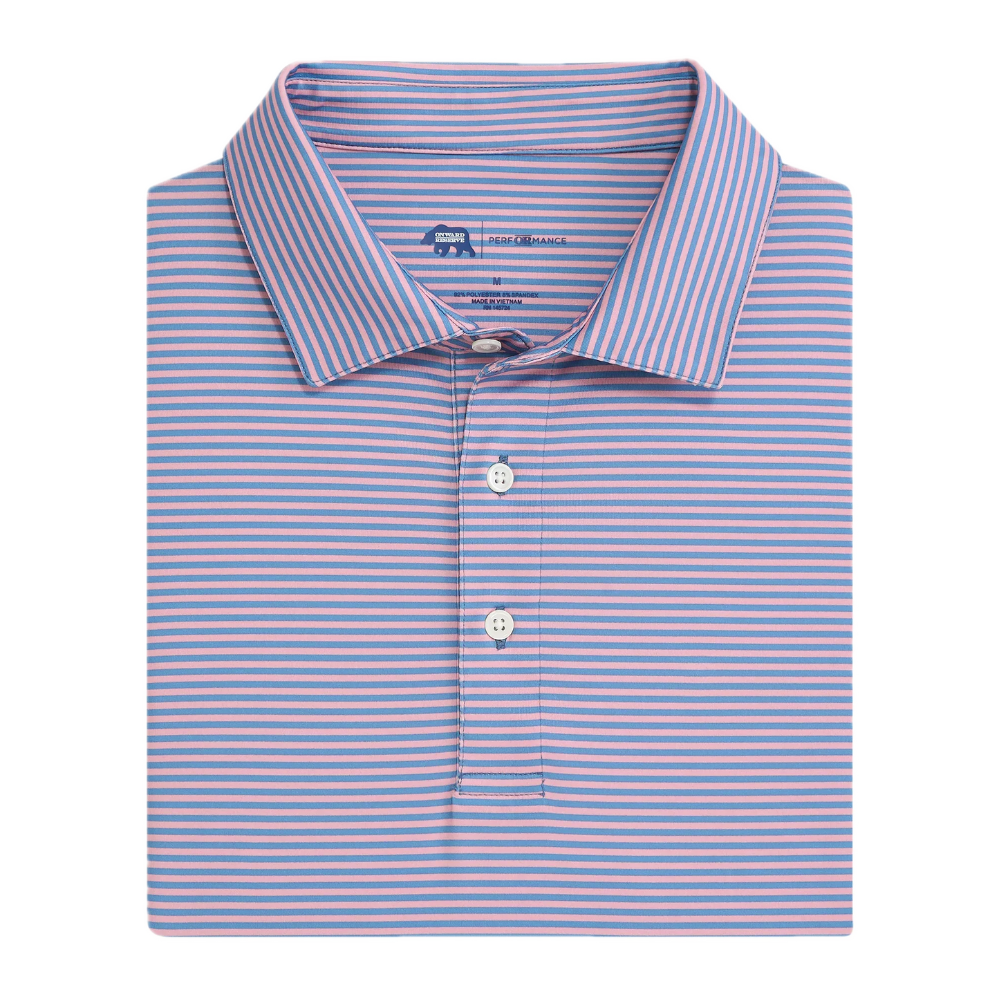 Onward Reserve Echo Stripe Performance Polo - Powder Pink