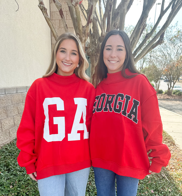 Georgia Reversible Mockneck Sweatshirt - Red