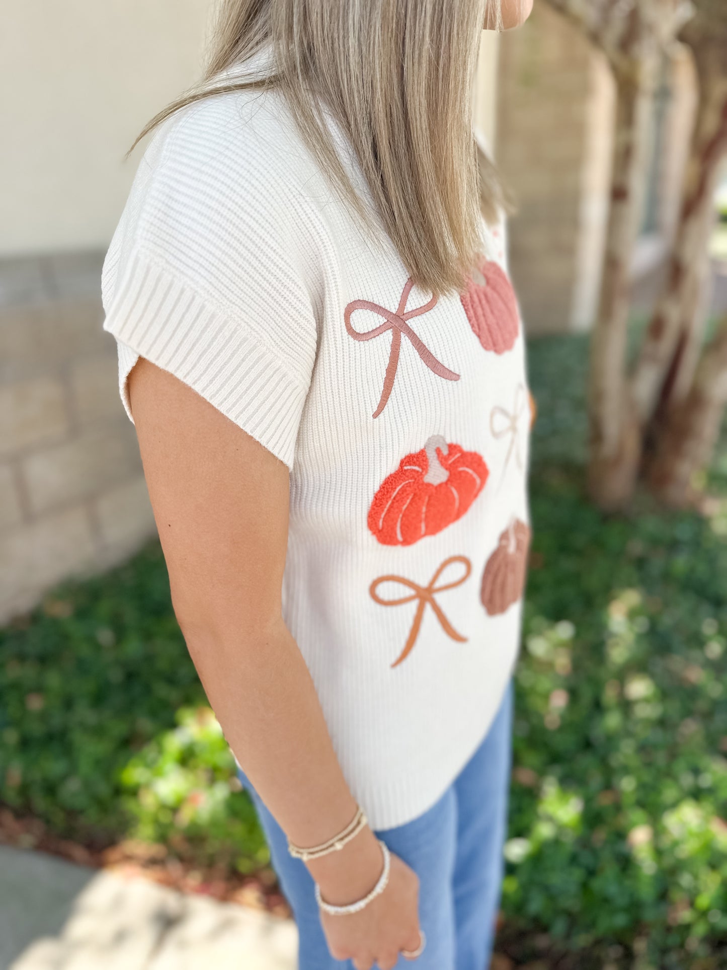 Josie Pumpkin Rows Sweater Top