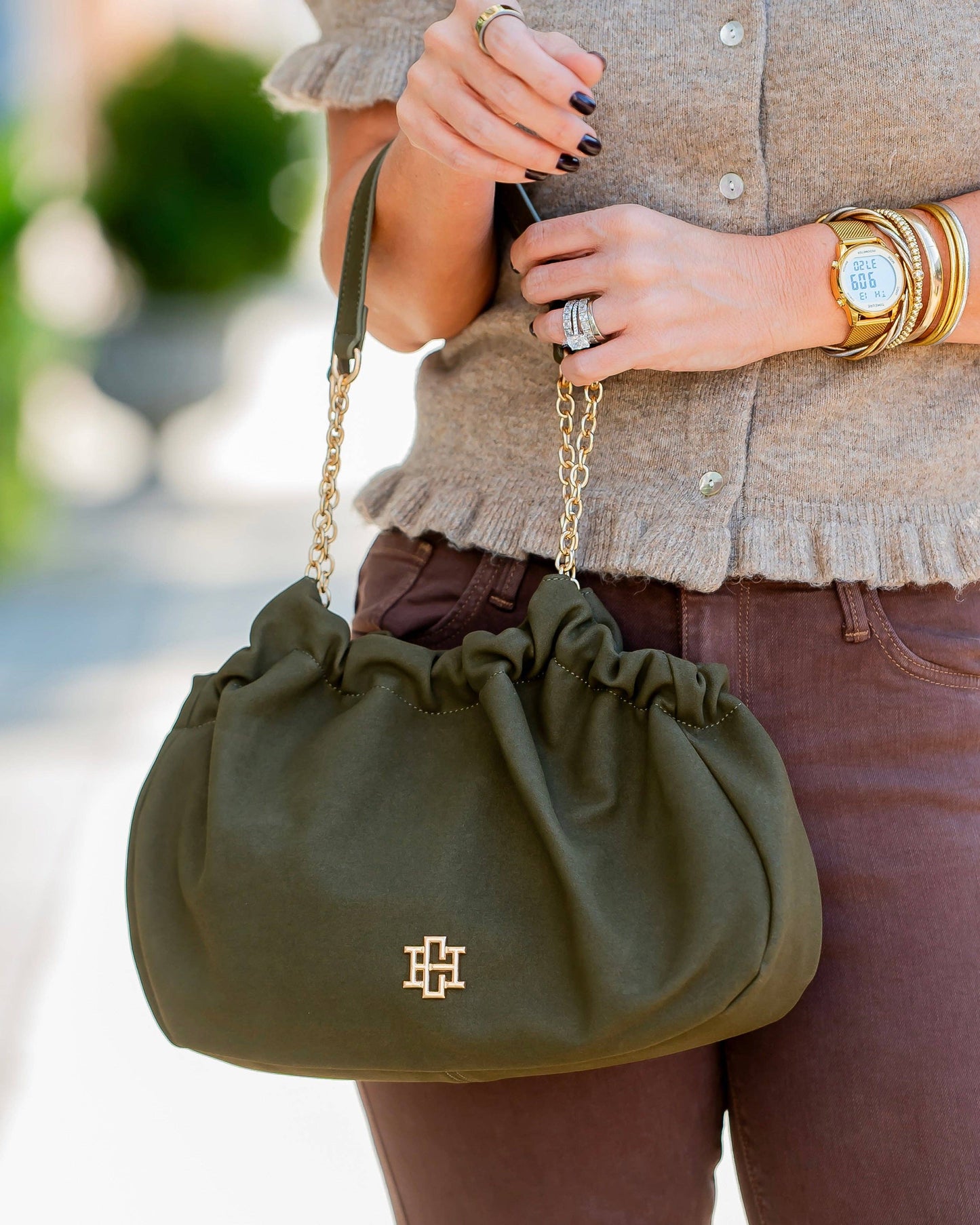 CH Whitley Gathered Bag Olive S