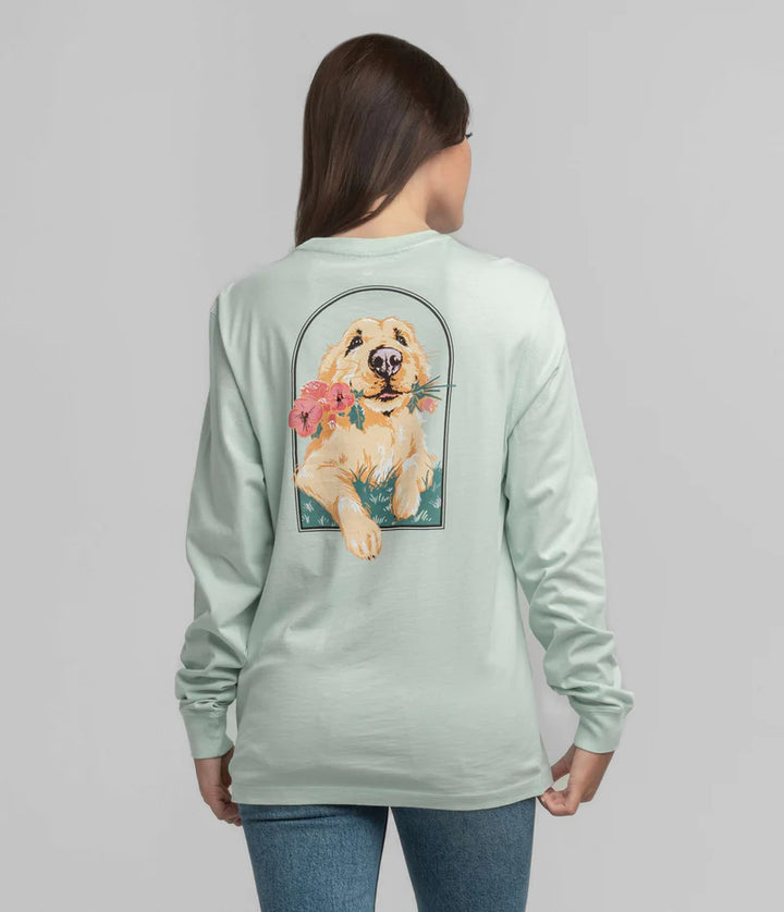 SSCO Women’s Floral Fetch L/S Pocket T-Shirt - Cool Mint