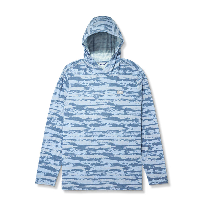 Aftco Men’s Ocean Bound Printed Hoodie - Blue Shoreline Camo