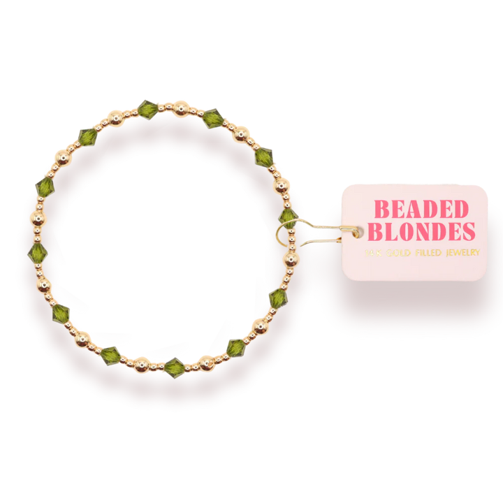 Beaded Blondes Olive Green June Bracelet