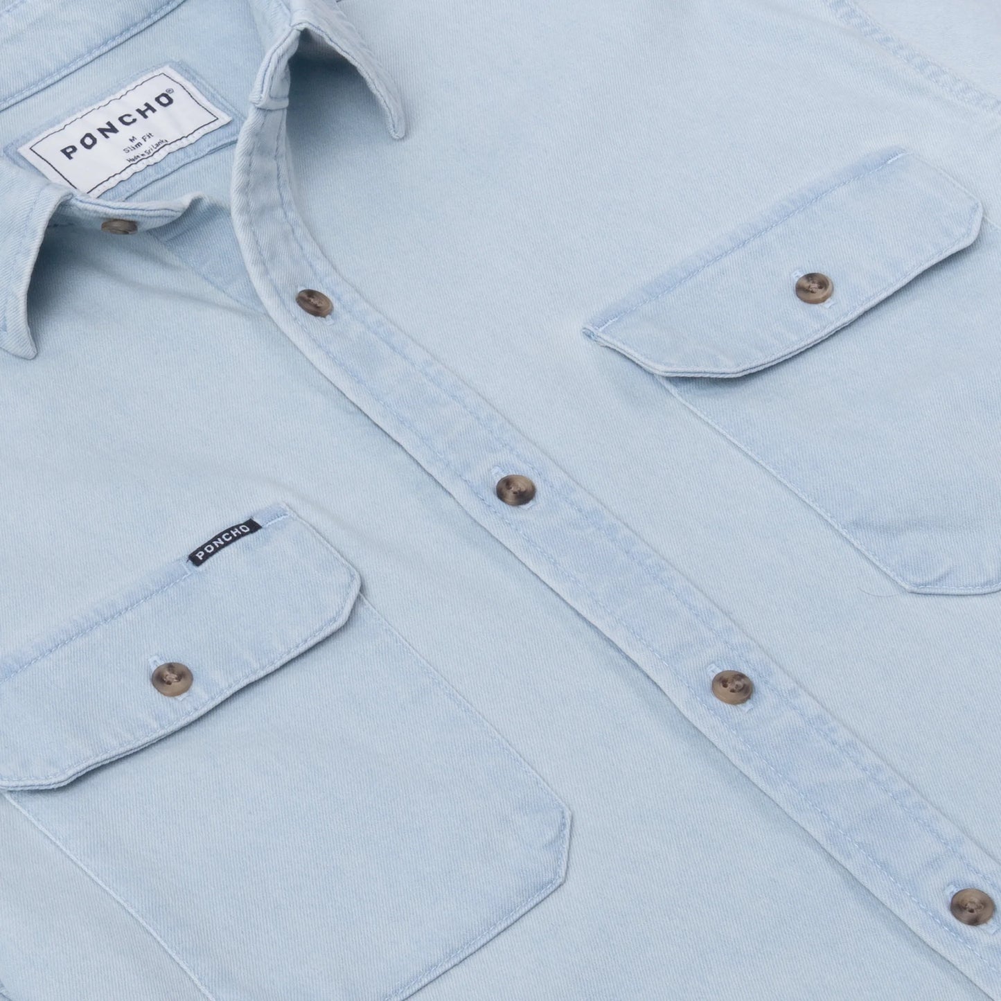 Poncho Men’s “The Judd” Denim Regular Shirt - Light Wash