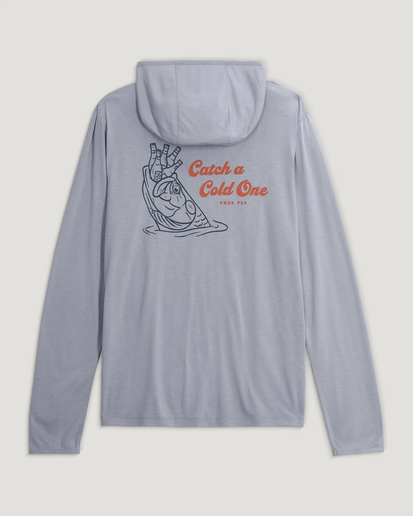 Free Fly Men’s Bamboo Lightweight Graphic Hoodie - Catch A Cold One Aspen Grey