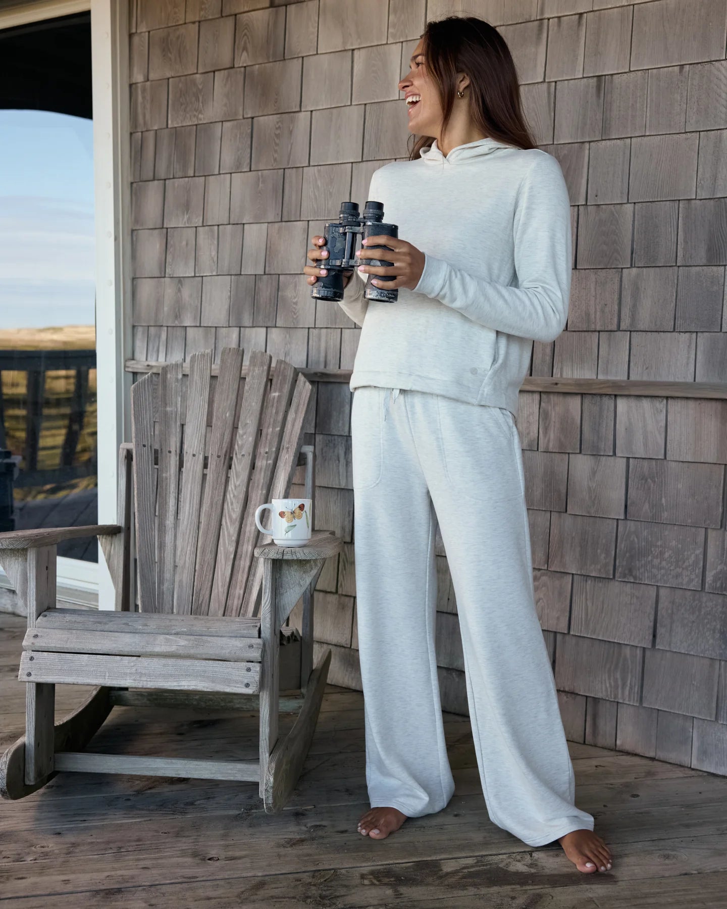 Free Fly Women’s Lightweight Fleece Wide Leg Pant - Off White Heather